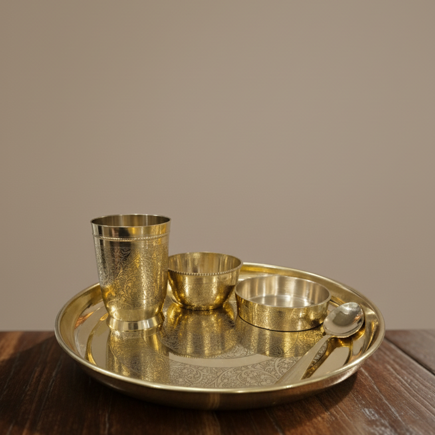 Brass Thali Set (Set of 5 items)