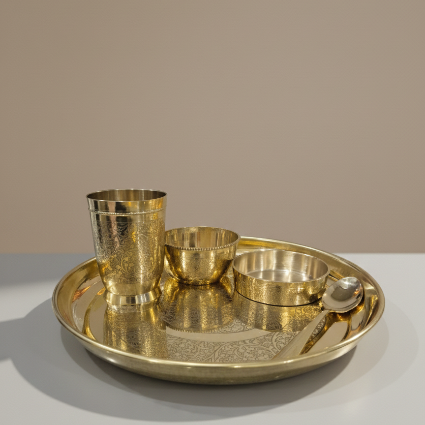 Brass Thali Set (Set of 5 items)