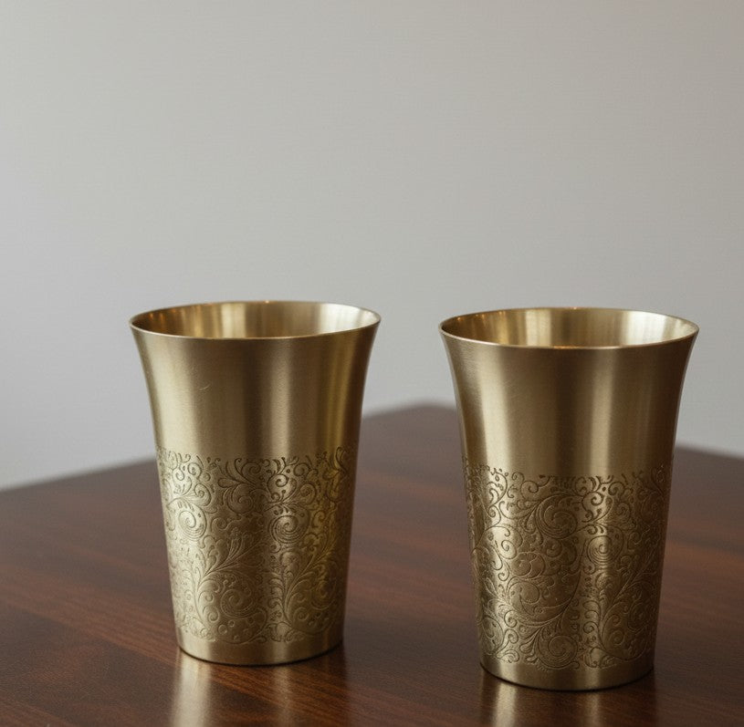 Flared Rim Brass Glasses (SET OF 4 GLASSES)