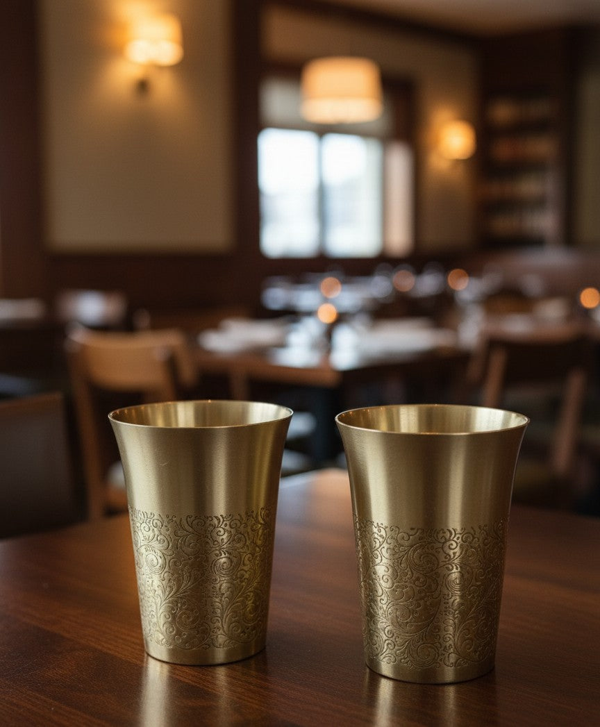 Flared Rim Brass Glasses (SET OF 4 GLASSES)